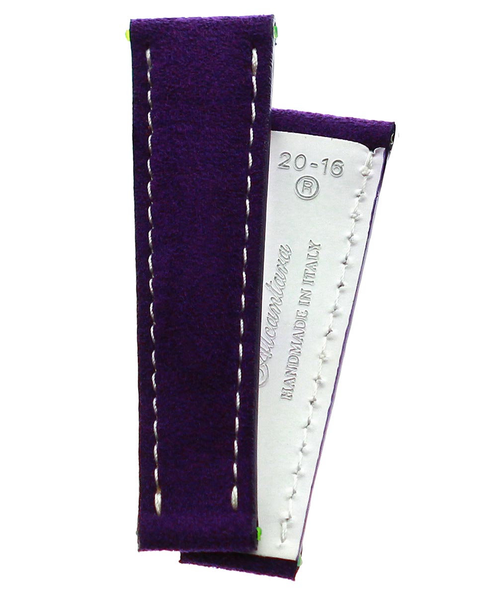N13 Violet Alcantara strap 20mm for Rolex Daytona style timepieces. White stitching