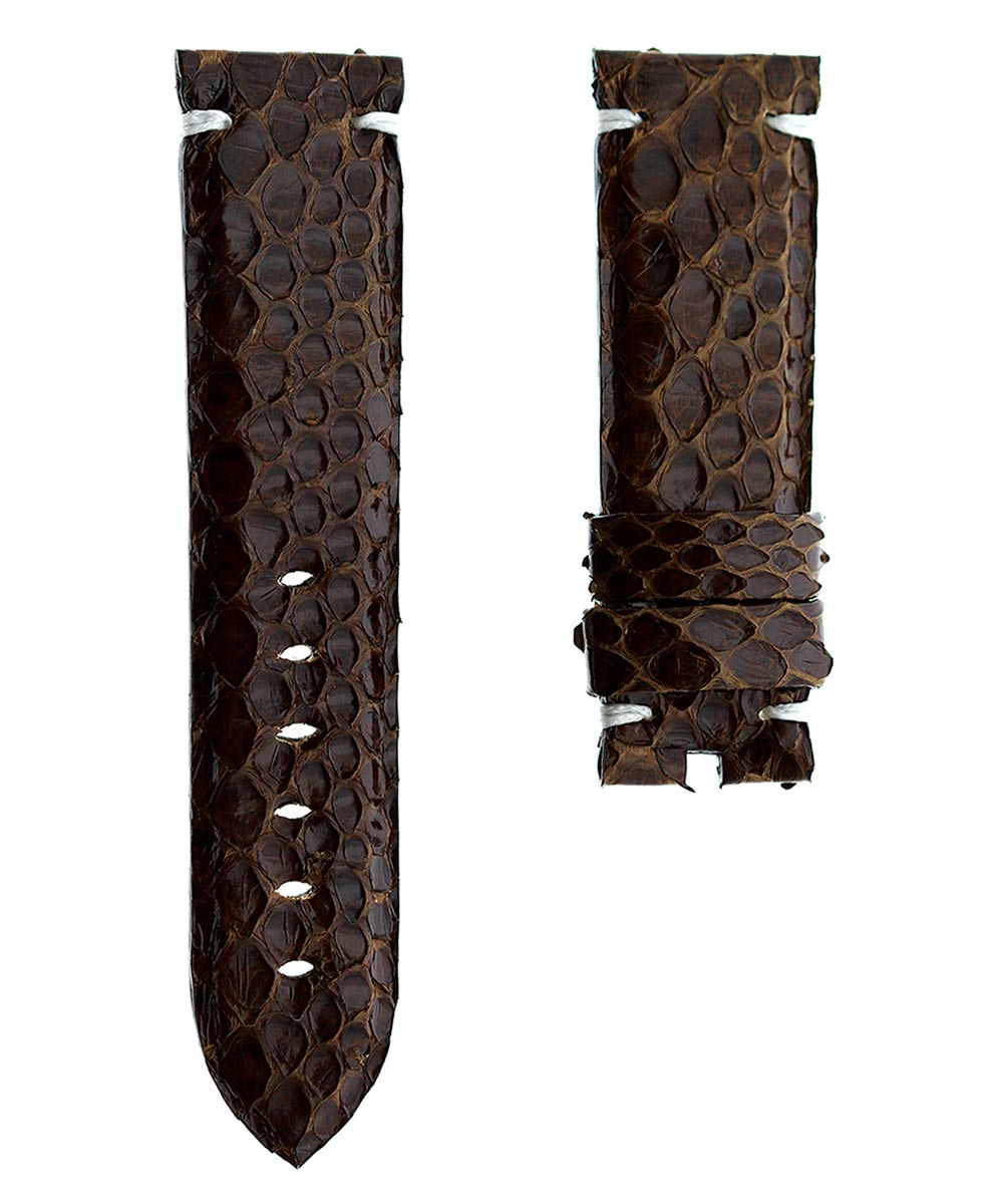 Exotic Original Python leather brown strap Panerai style. Alligator lining