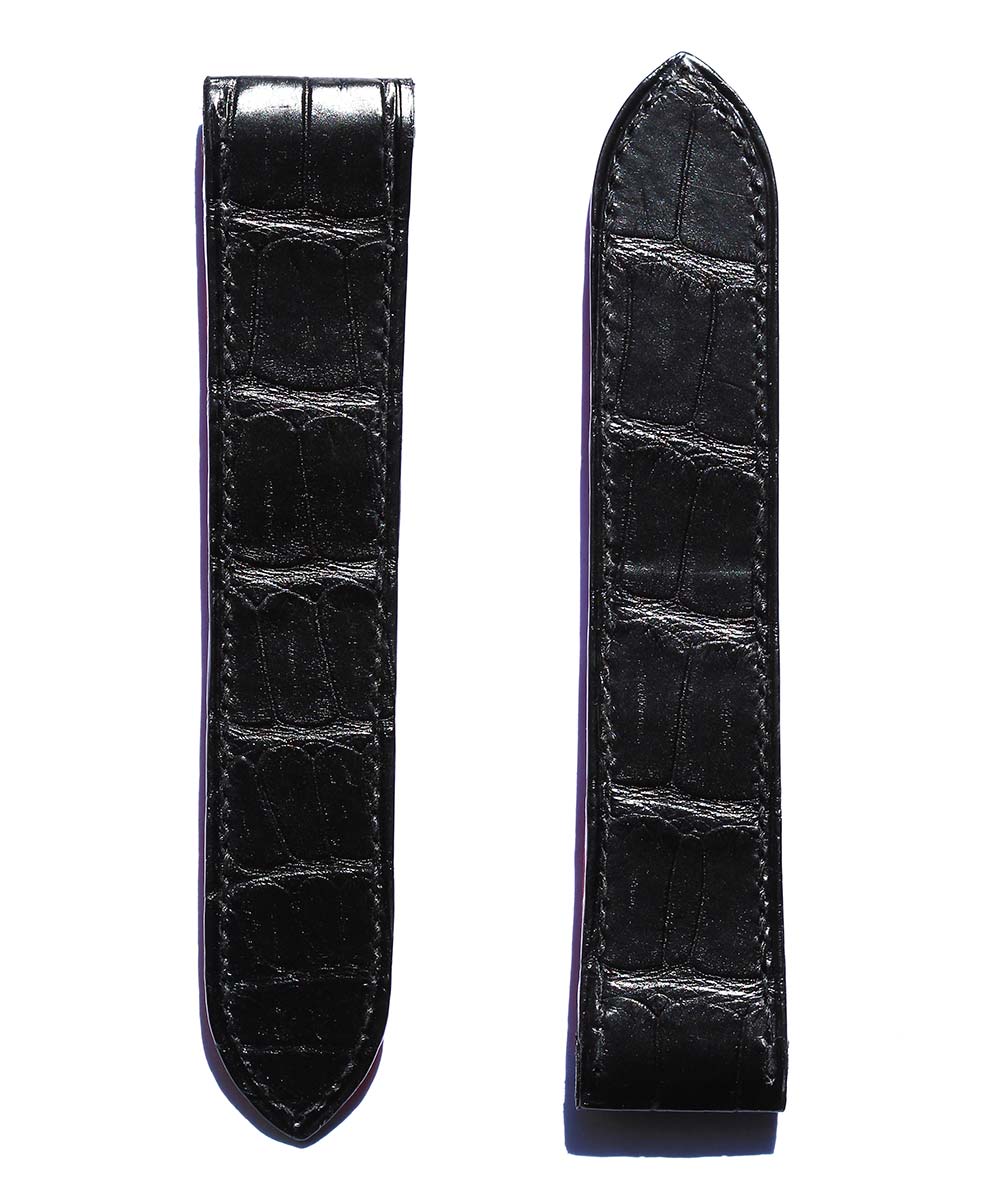 Strap 23mm in Black Matte Alligator Leather for Cartier Santos 100 XL
