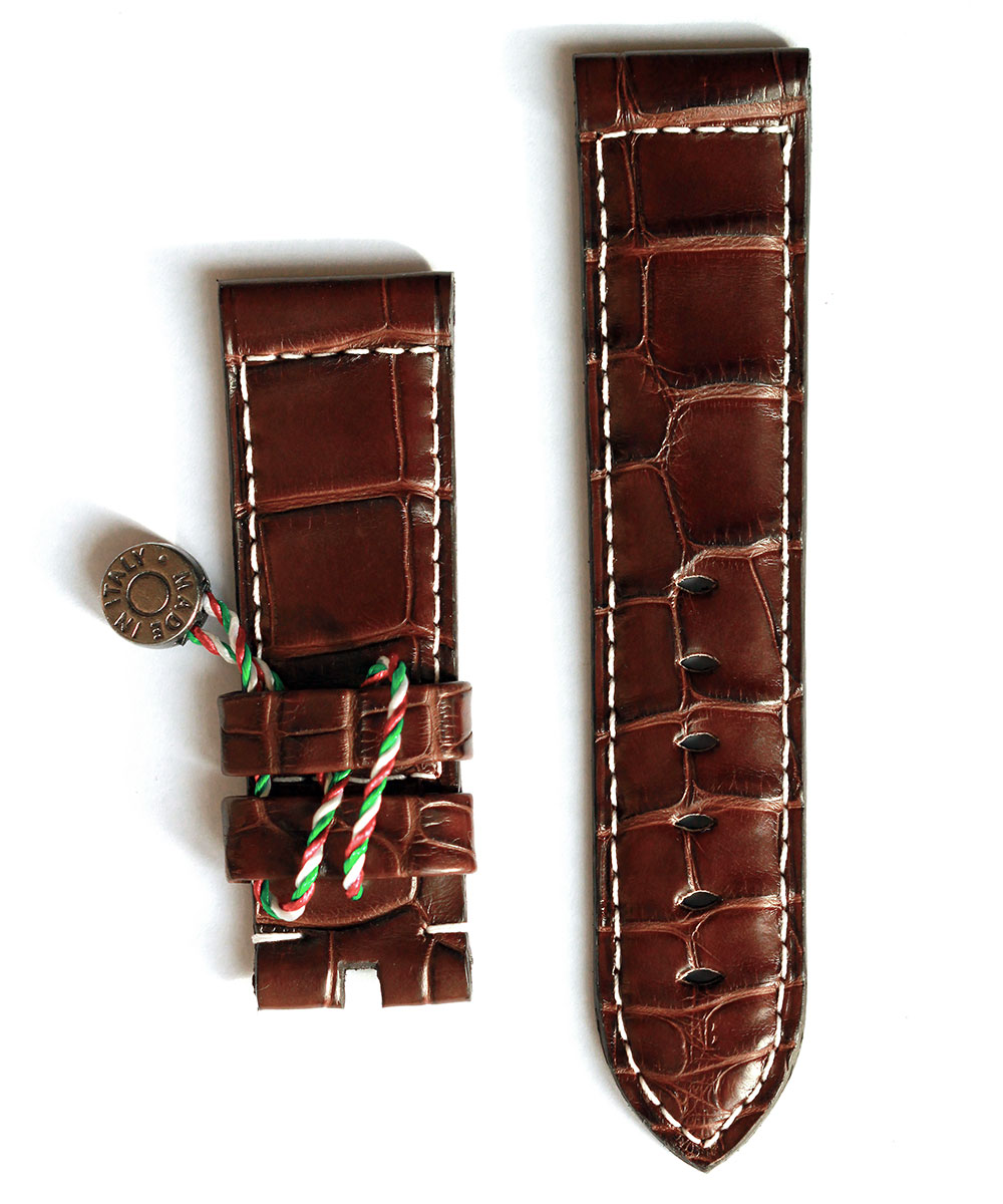 Chocolate Dark Brown Matte Alligator leather strap Panerai style