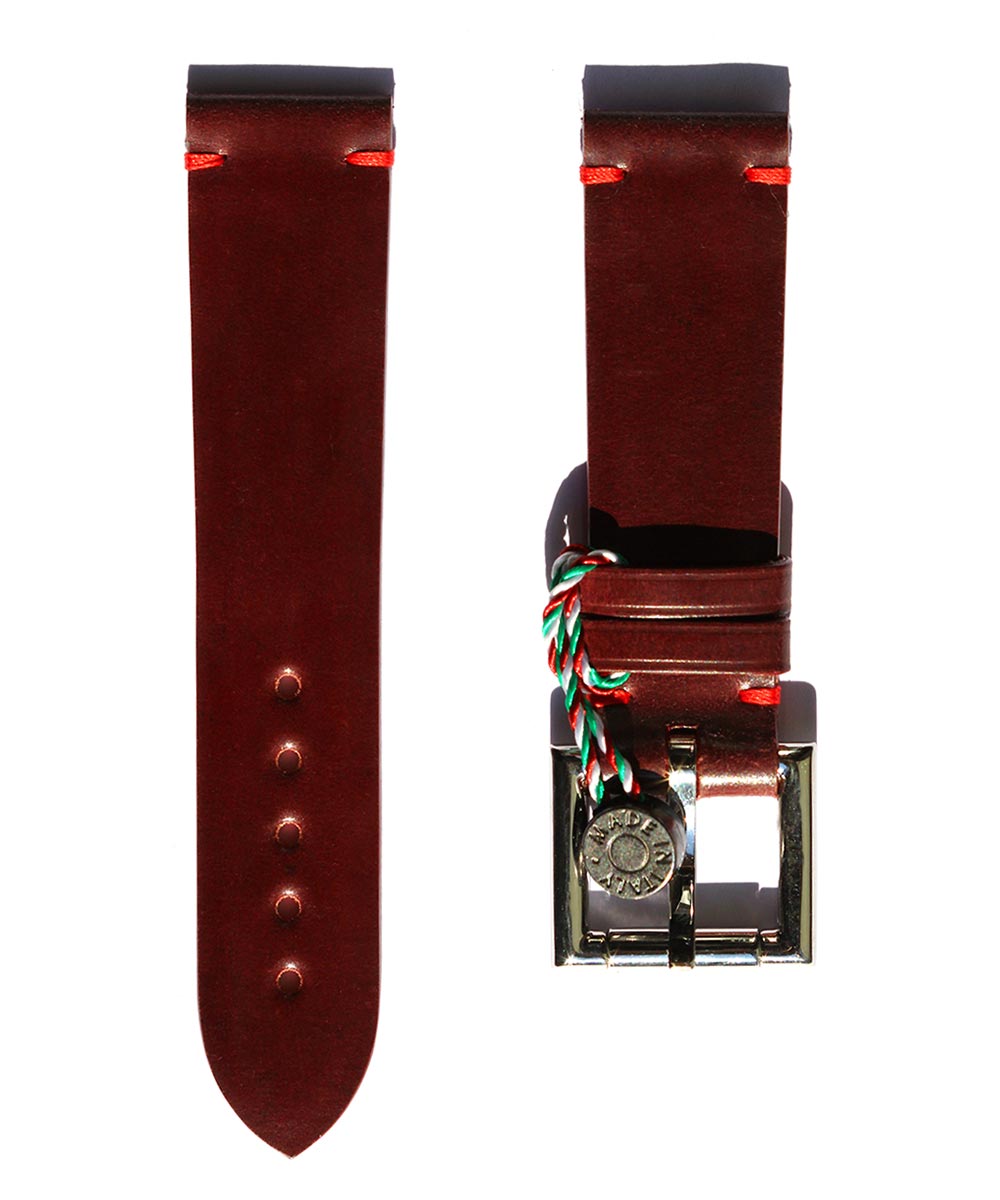 Strap 22mm in Bordeaux Shell Cordovan Leather with Fixed Buckle