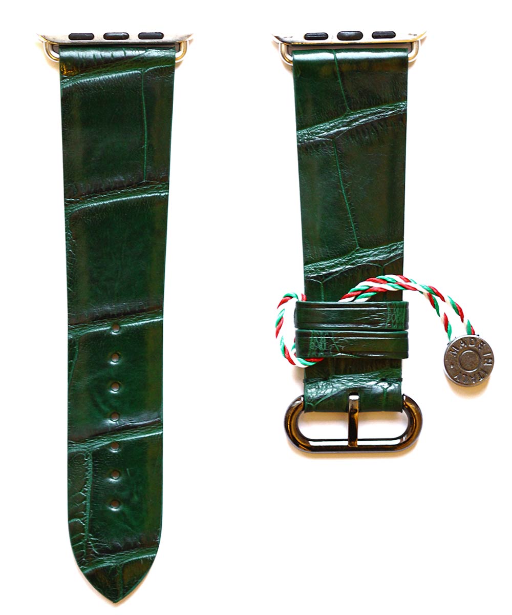 Emerald Green Matte Alligator leather strap (Apple Watch All Series)
