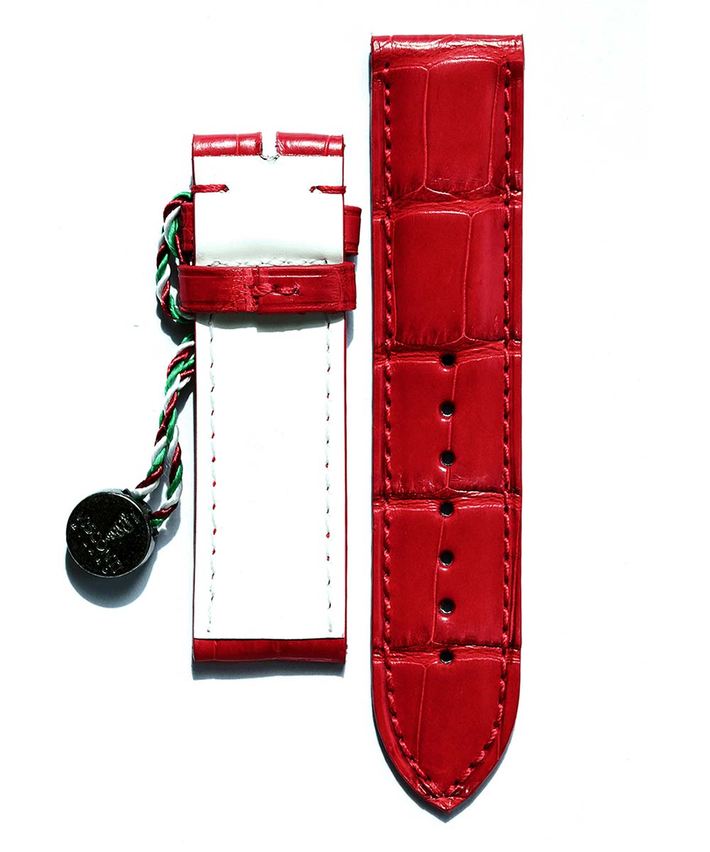 Cartier Tank style watch strap in Red Alligator leather for Tang buckle