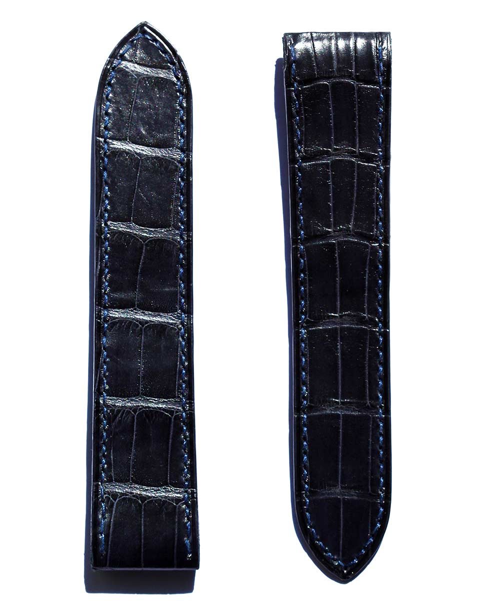 Blue Matte Alligator Leather Strap 23mm for Cartier Santos 100 XL