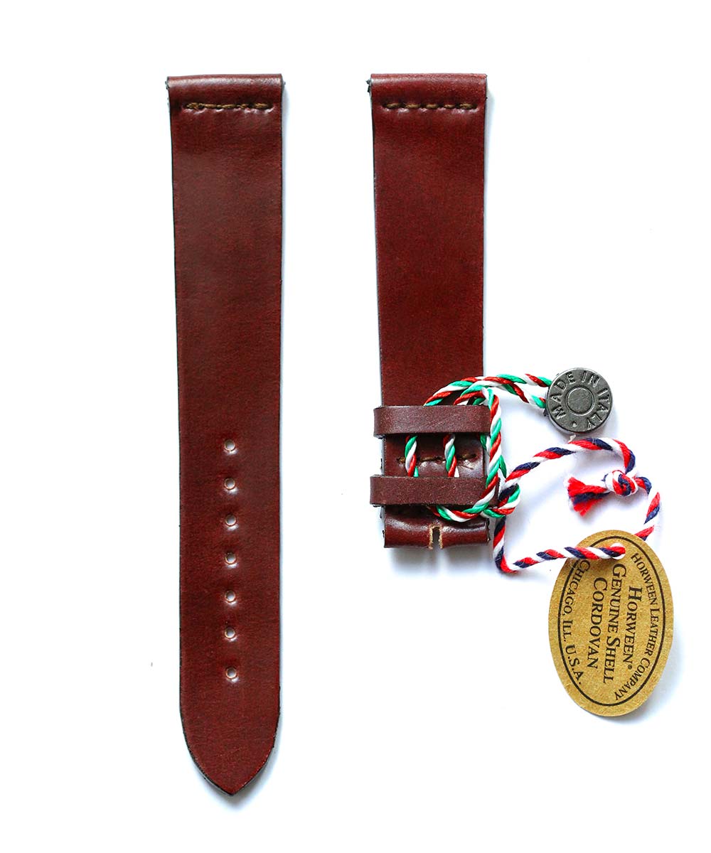 Ultra slim Strap in Burgundy Brown Horween Shell Cordovan Leather