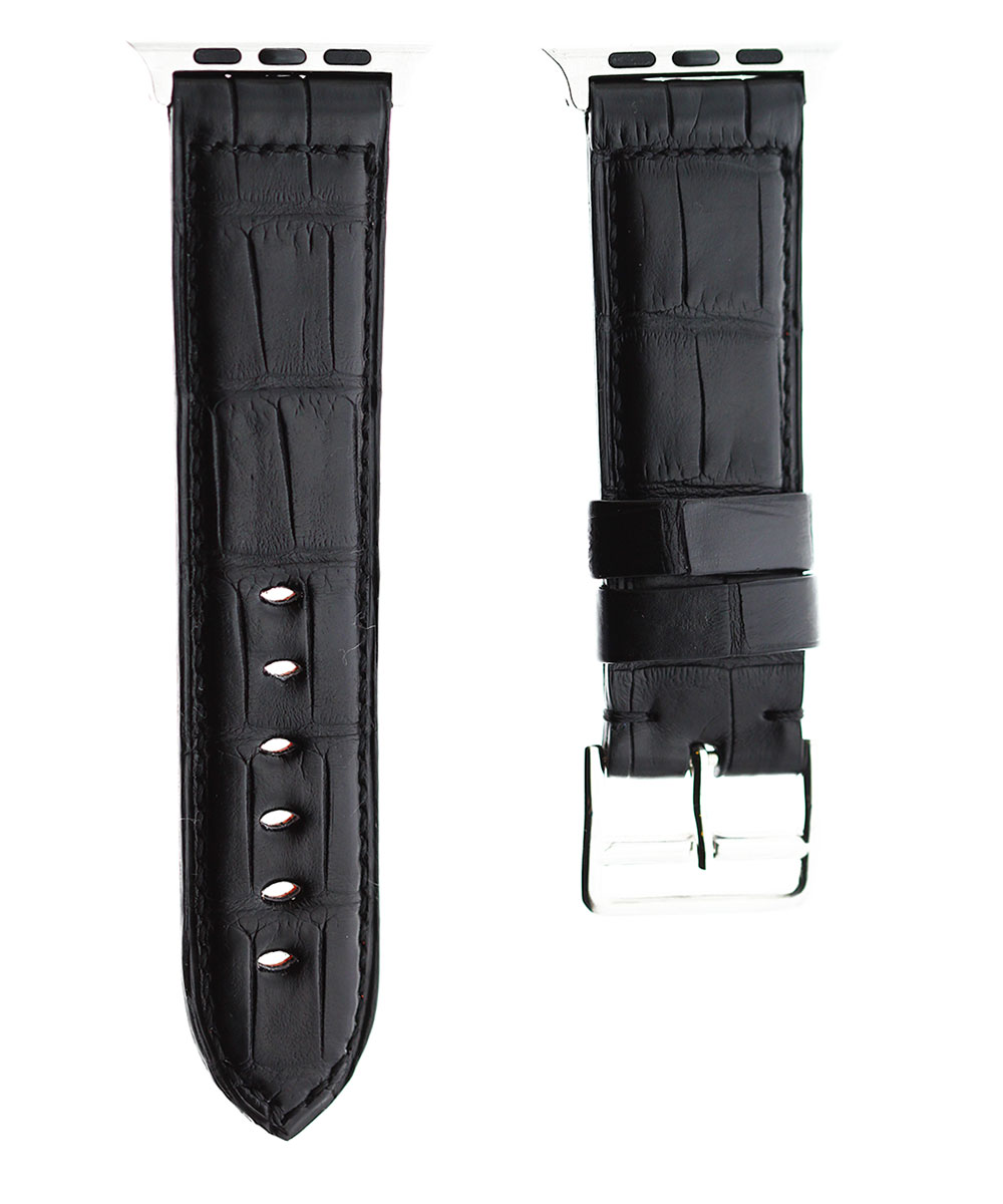 Premium Black Alligator Leather strap (Apple Watch All Series)