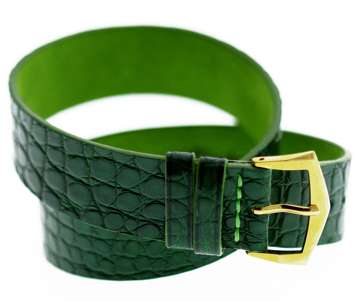 Exclusive Double tour wrist bracelet in Emerald Green Alligator leather