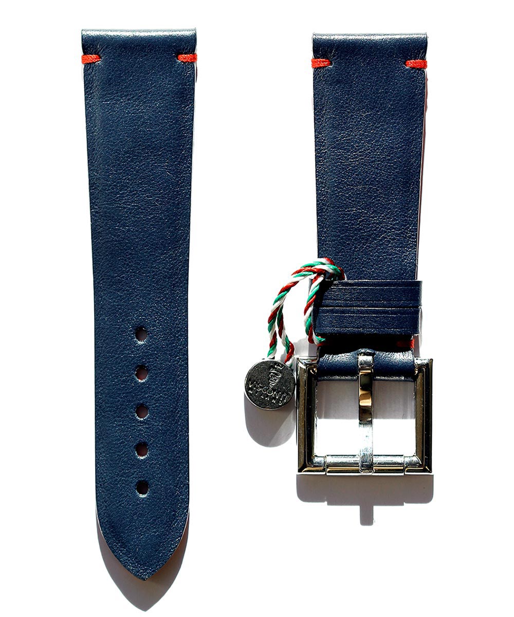 Strap 24mm in Blue Calf Leather with Fixed Buckle
