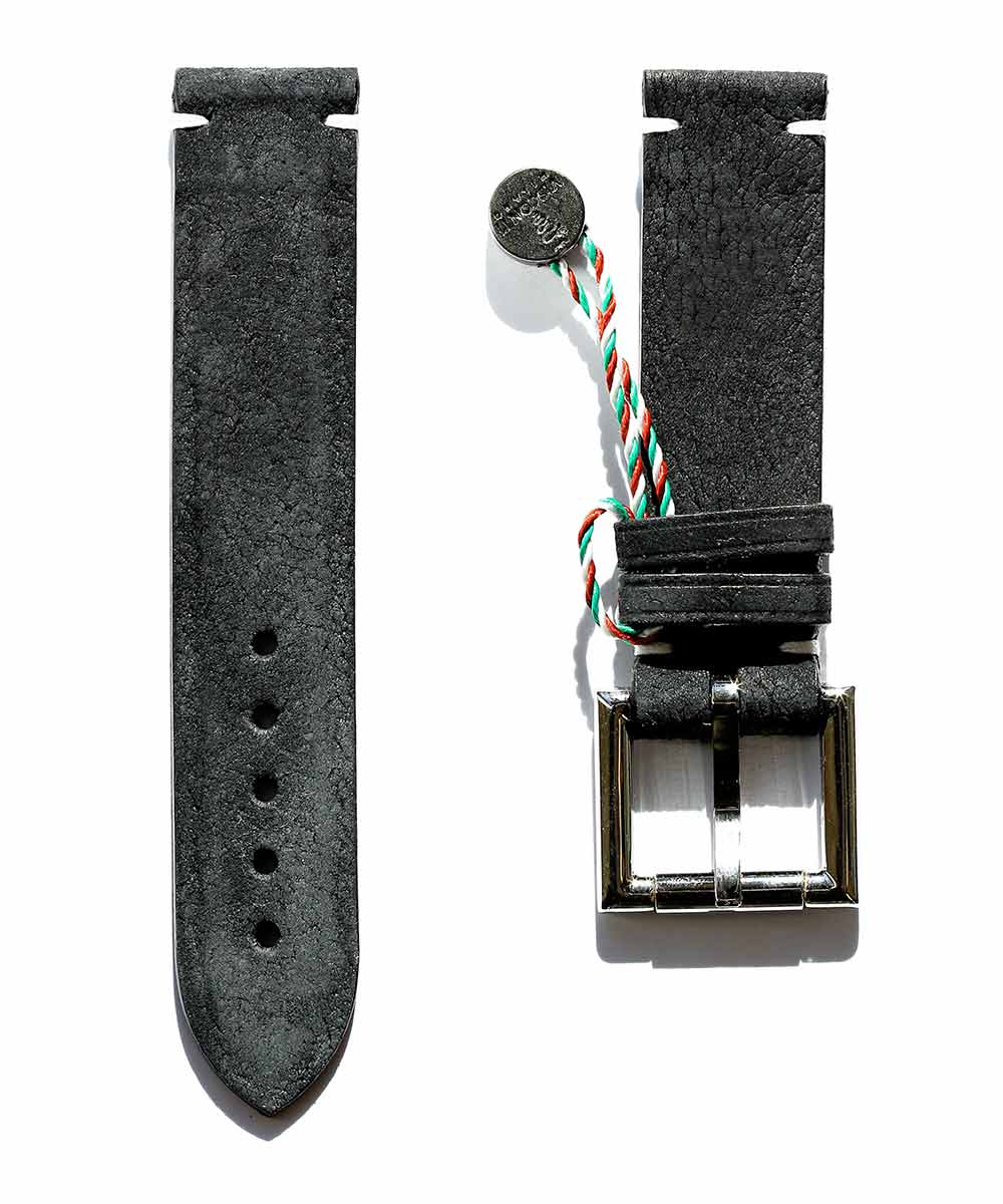 Black Kudu Reverse Leather Strap 20mm with Fixed Buckle
