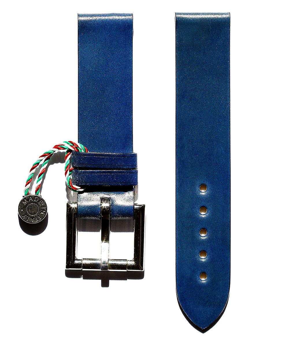 Strap 20mm in Blue Shell Cordovan Leather with Fixed Buckle