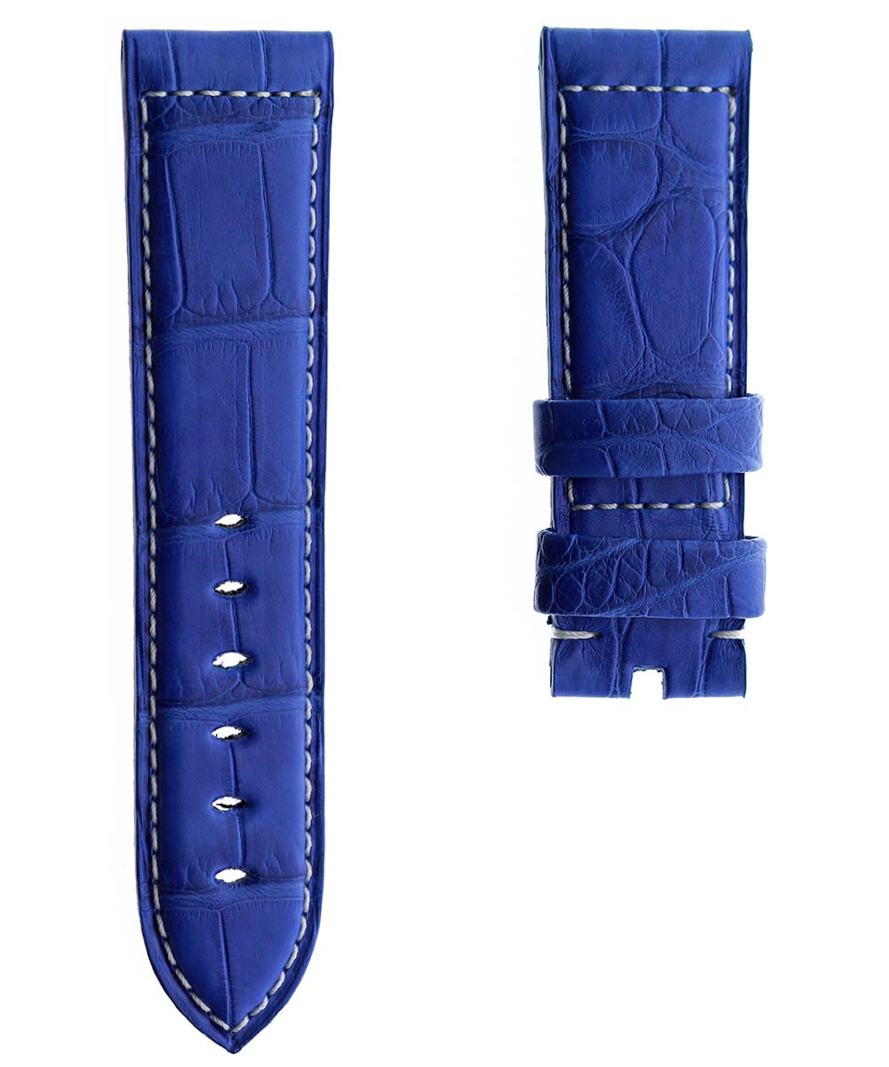 Blue Electric Alligator leather strap Panerai style
