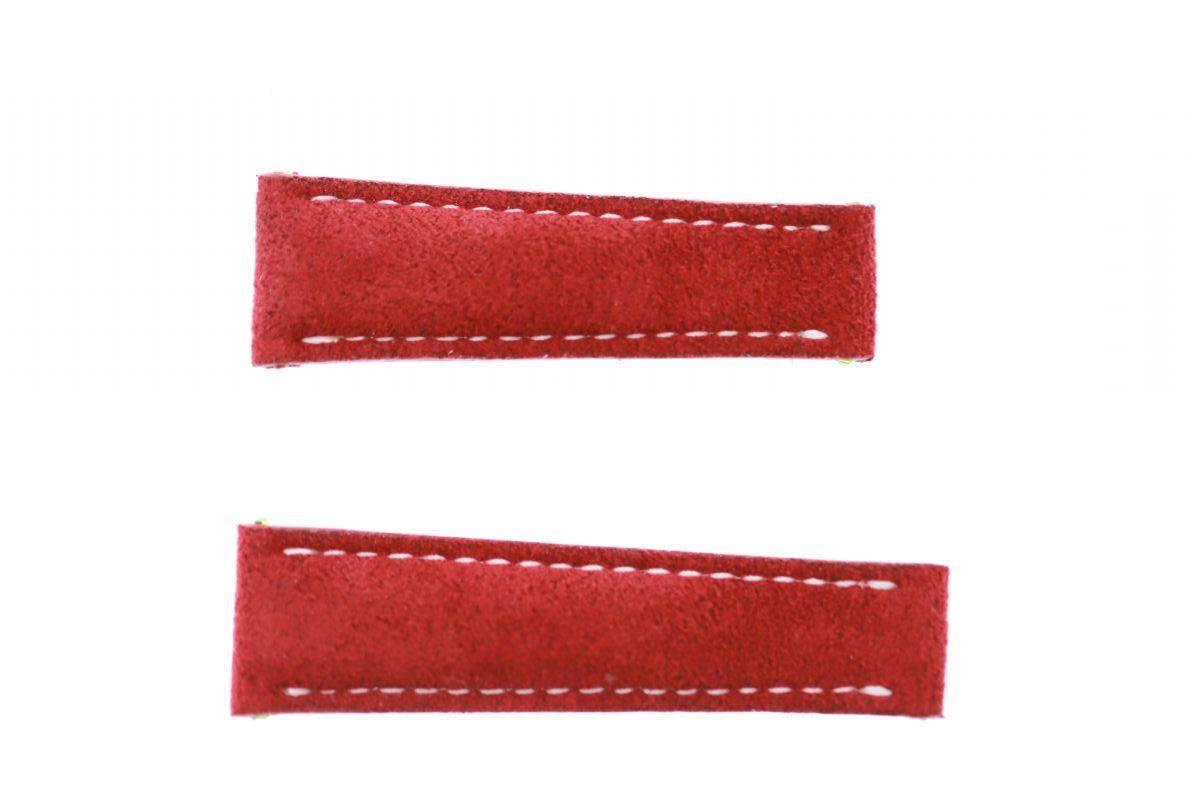 N14 Red Alcantara band 20mm for Rolex Daytona style timepieces. White stitching