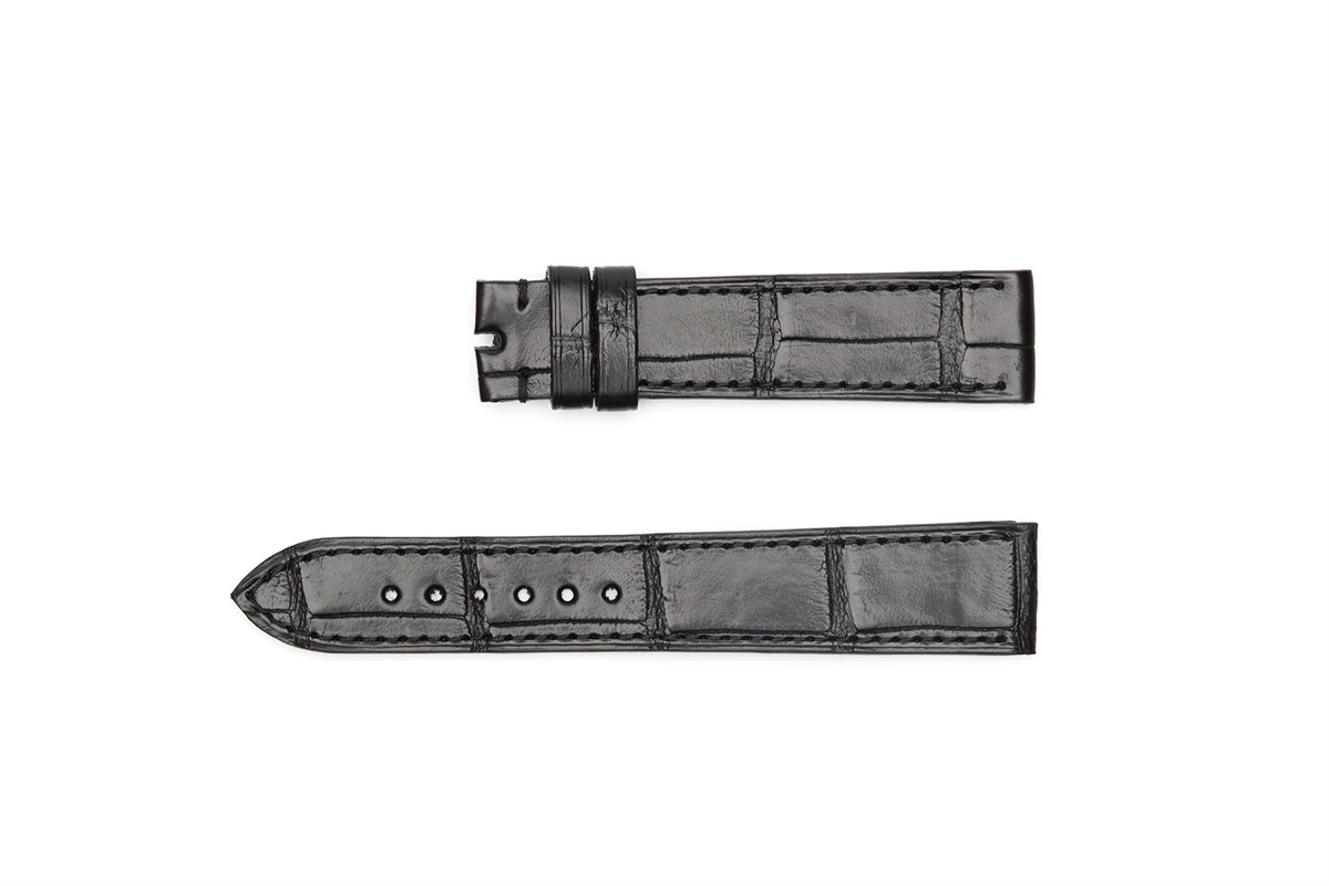 Black Alligator leather strap 18mm Omega Vintage Seamaster style