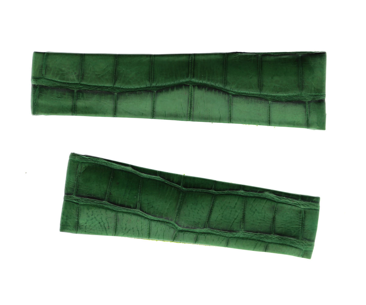 Emerald Green Caiman Latirostris Leather strap 20mm Rolex Daytona style Italian Cut