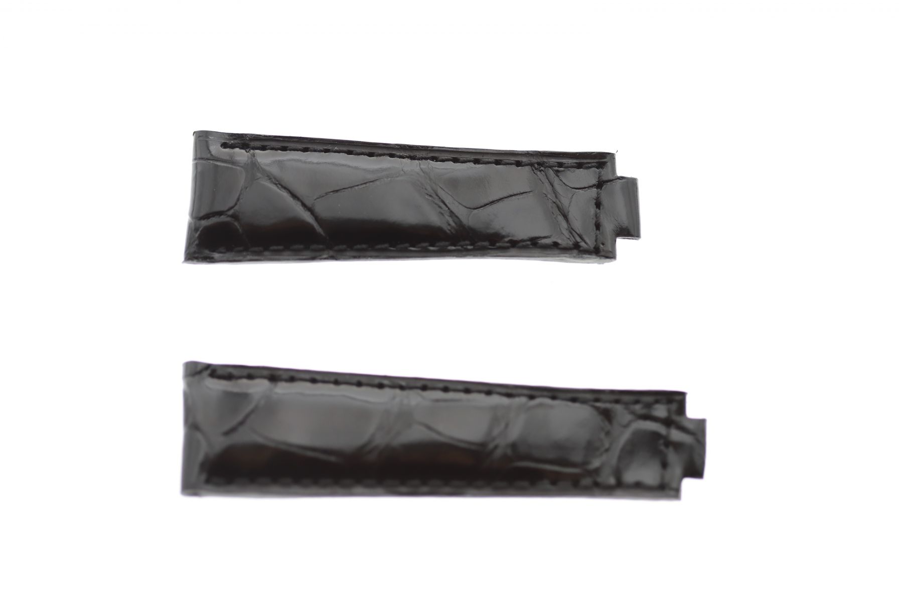 Gloss Black Alligator leather strap 20mm for Rolex Daytona / Yacht Master with Oysterflex