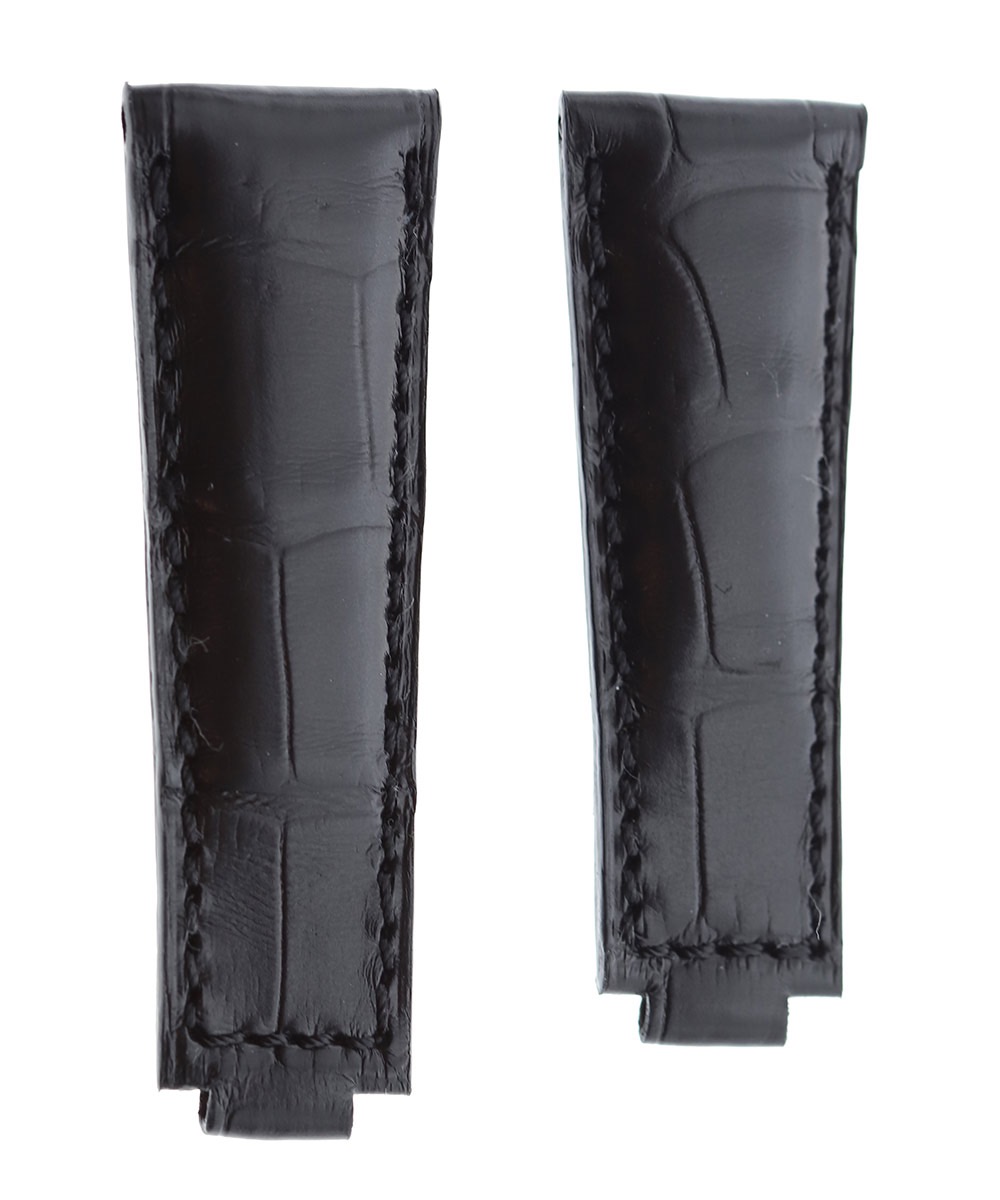 Black Alligator leather strap 20mm for Rolex Daytona / Yacht Master with Oysterflex