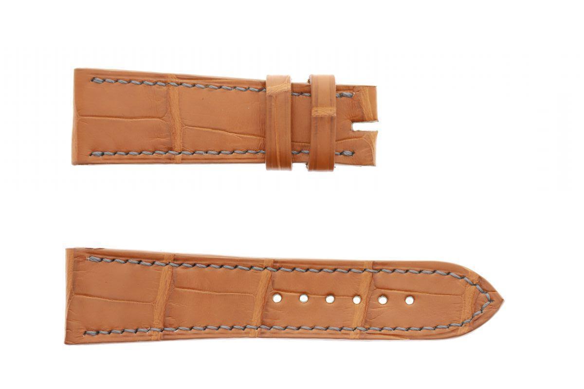 Honey Brown Matte Alligator leather strap 22mm De Bethune style
