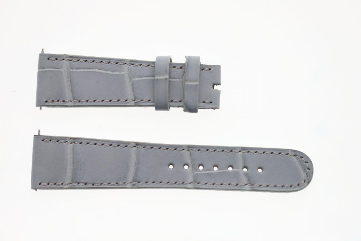 Light Grey Matte Alligator Leather strap 22mm A.Lange and Sohne style. Alligator lining