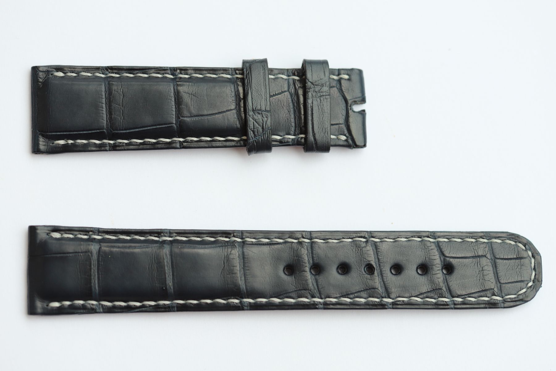 Navy Blue Matte Alligator Leather strap 20mm A.Lange and Sohne style
