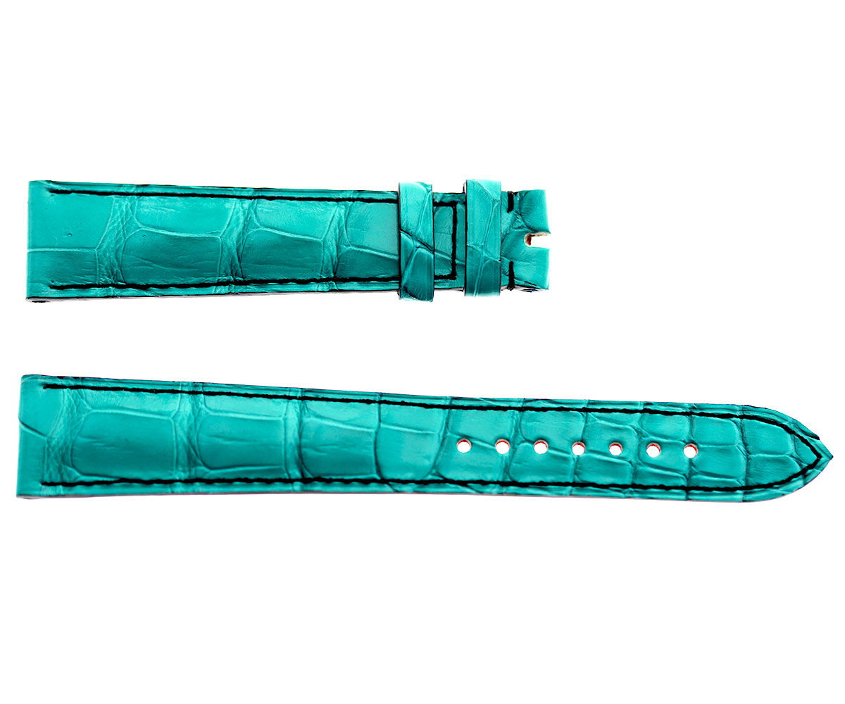 Green Alligator leather strap 20mm Rolex Oyster, Patek Philippe style. Handstitched. Large Size