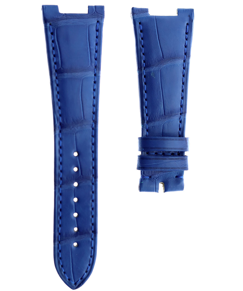 Patek Philippe Nautilus style watch strap 25mm in Blue Lapis Alligator leather