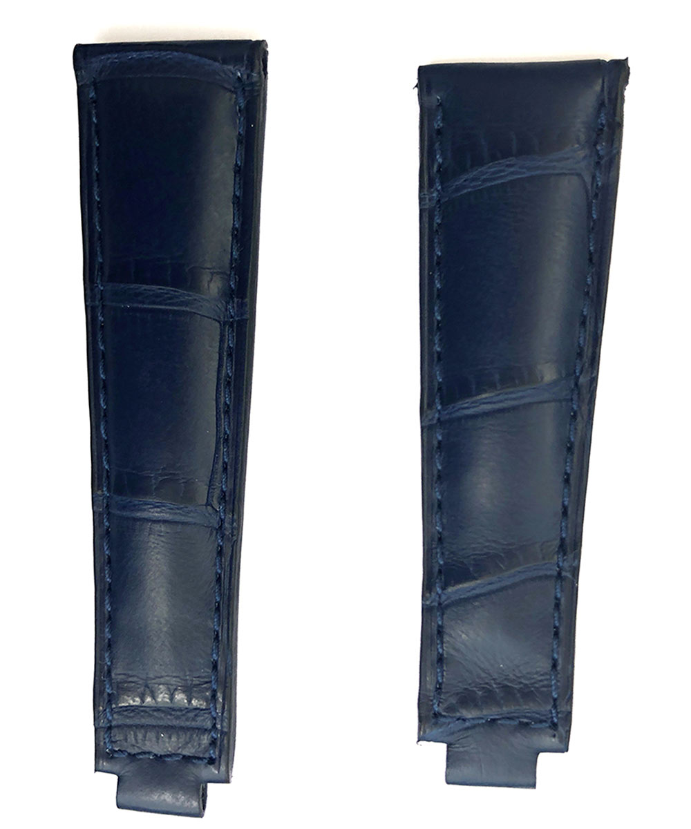 Blue Alligator leather strap 20mm for Rolex Daytona & Yacht-Master with Oysterflex / XL wrist