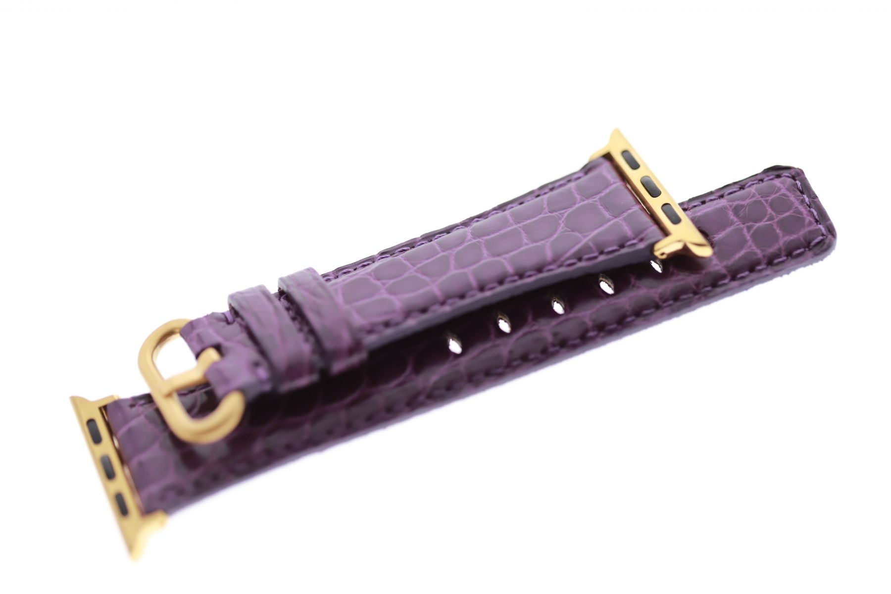Matte Small Scaled Alligator leather Apple Watch Strap (All generations) / VIOLET
