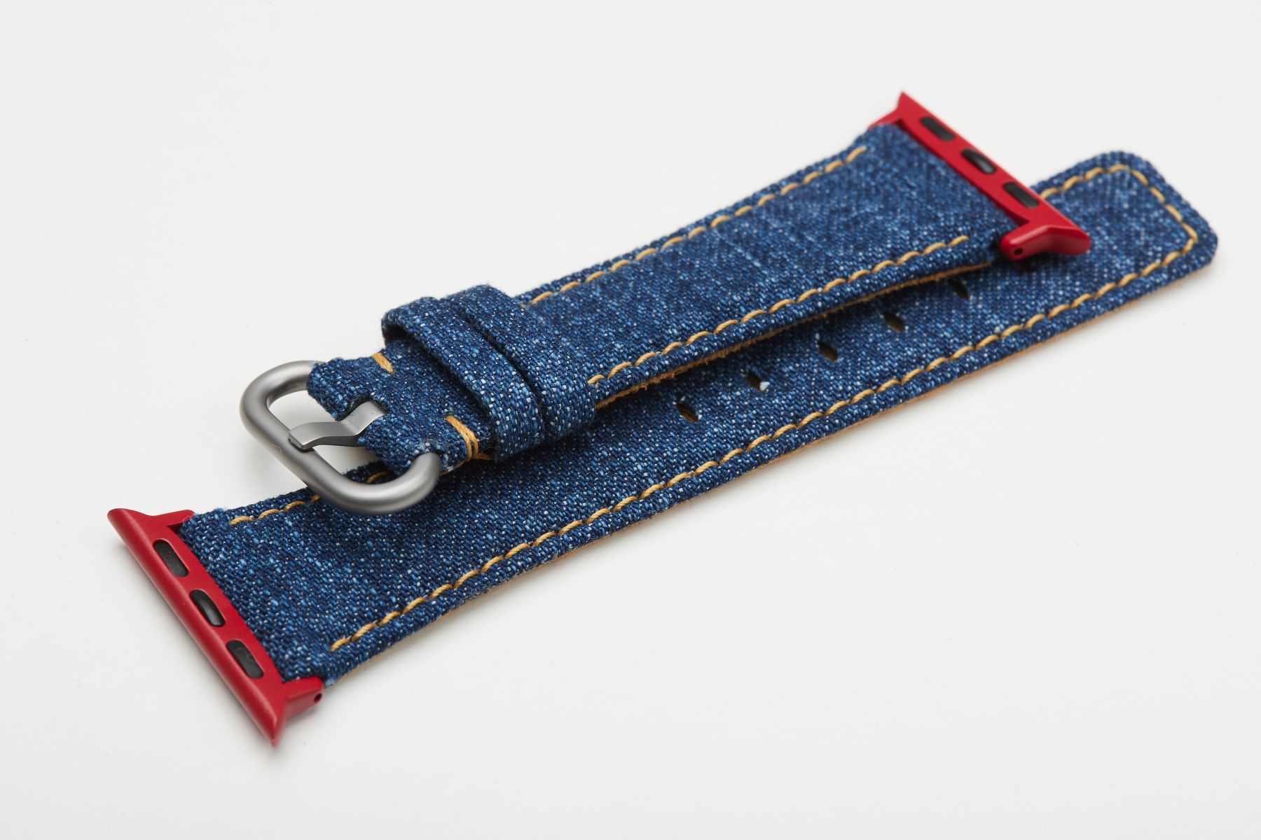 Japanese Denim Strap (Apple Watch All Series) / TOKYO BLUE with Yellow stitching