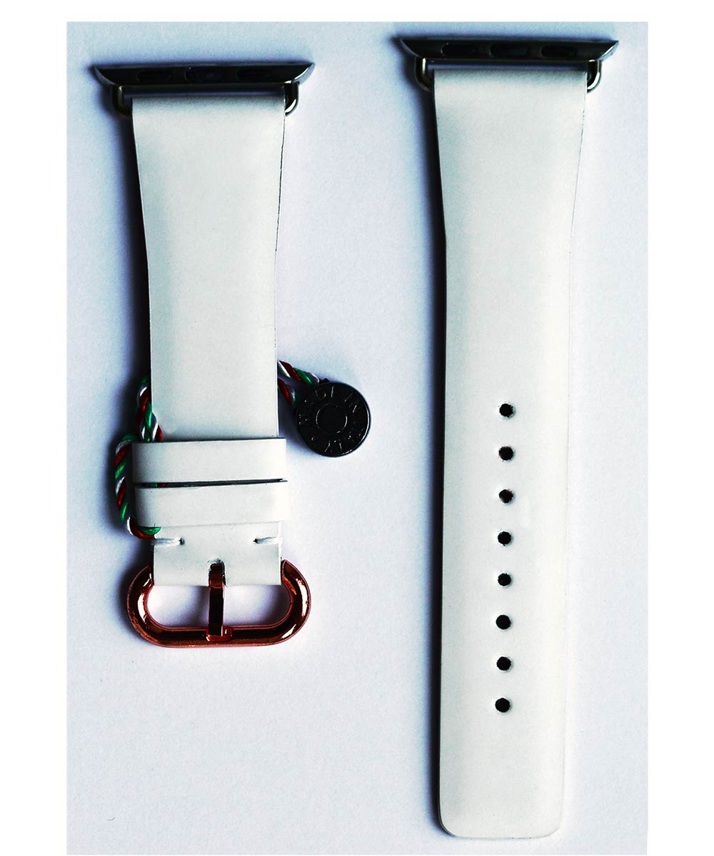 Rubberized calf leather strap (Apple Watch All Series) / WHITE