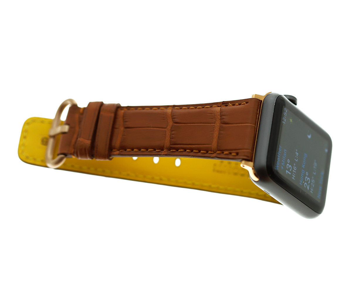Gold Brown Matte Alligator leather strap (Apple Watch All Series)