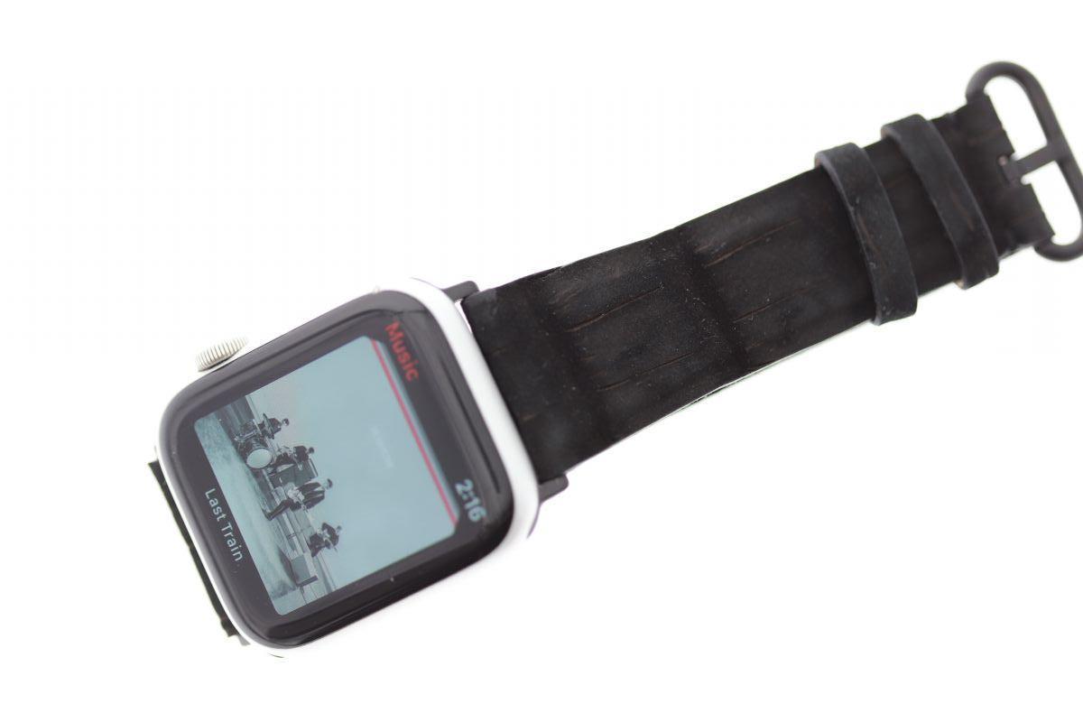 Black Nubuck Alligator leather strap (Apple Watch All Series)