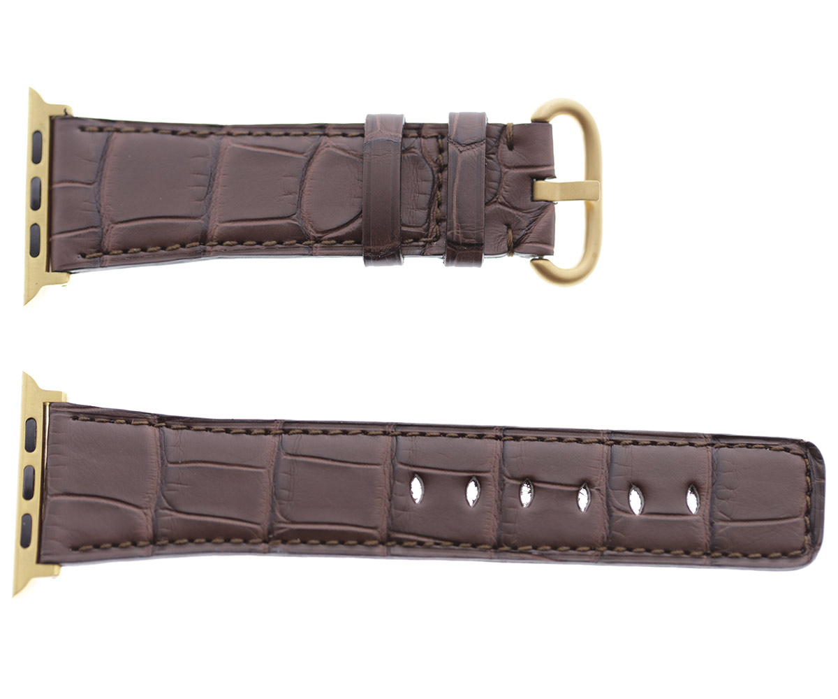 Brown Alligator leather Apple Watch Strap (Apple Watch All Series)