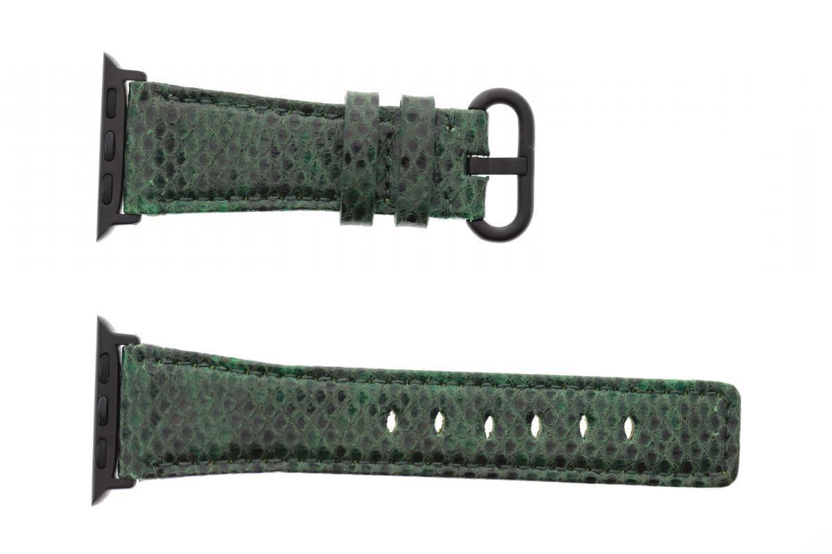 Emerald Green Exotic Karung Snake Leather Strap (Apple Watch All Series)