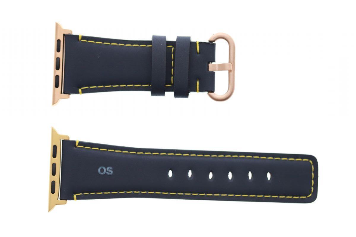Navy Blue Recycled Rubber Strap (Apple Watch All Series), Yellow Lining