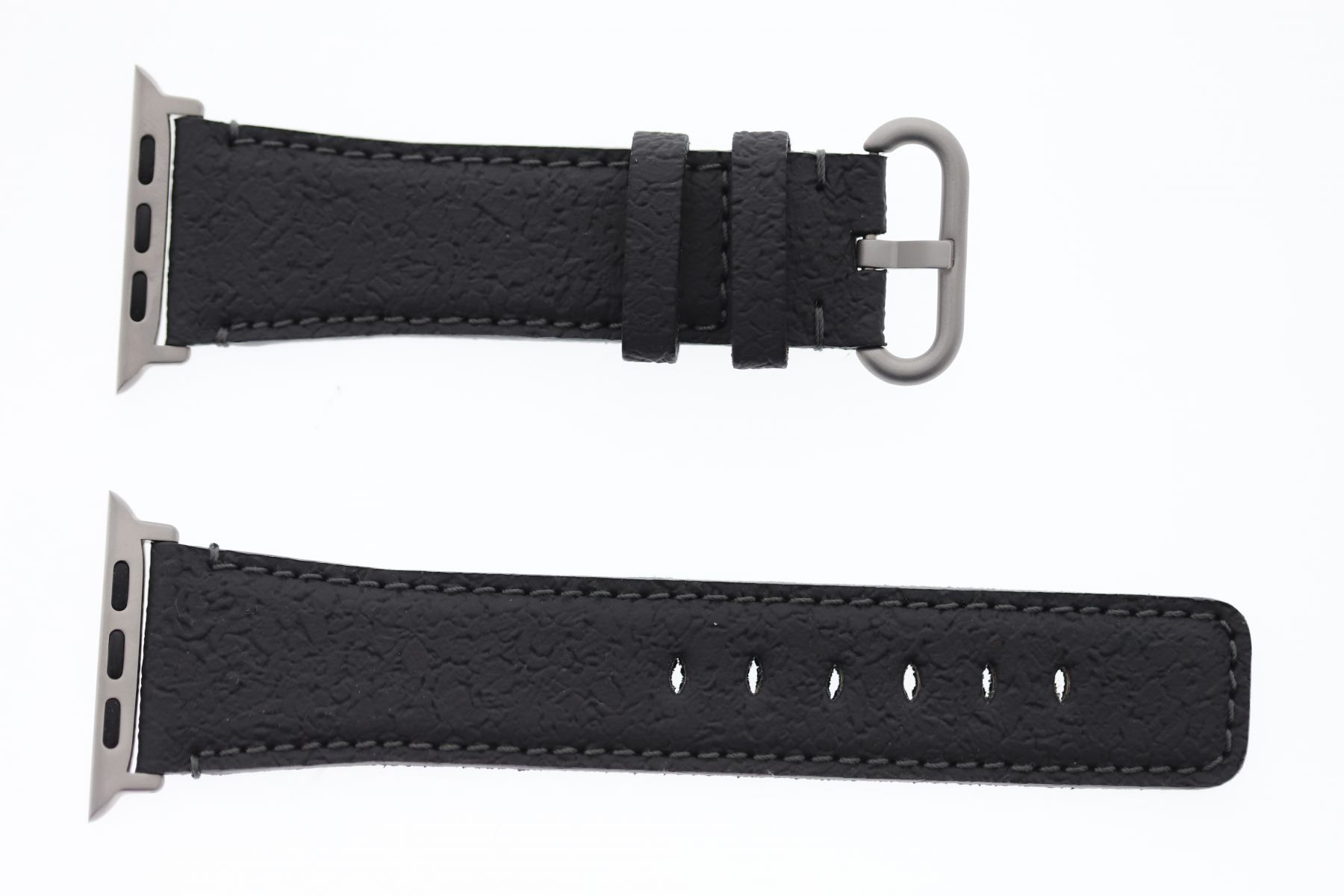 Textured Vegan Leather Strap (Apple Watch All Series) / GUNMETAL GREY