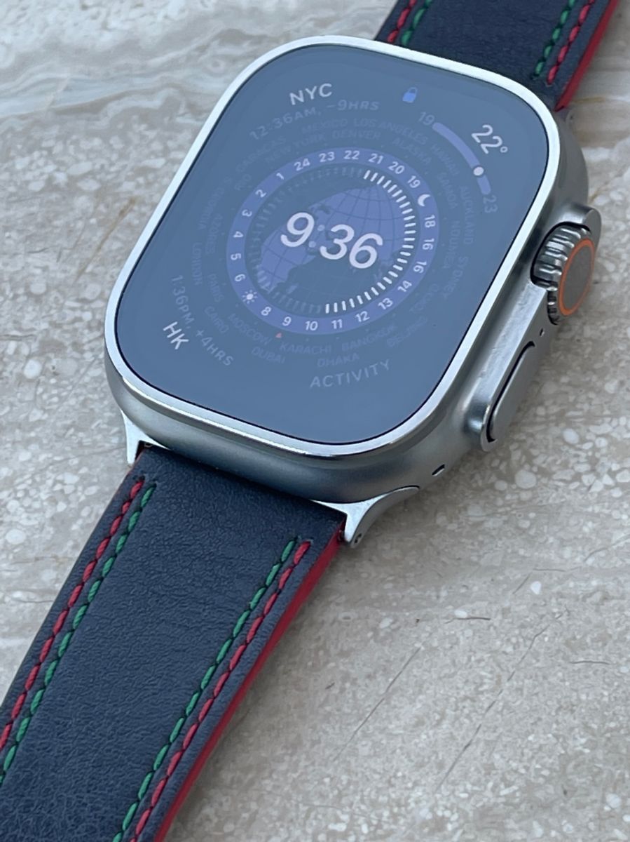 Black Corn Vegan Leather Strap (Apple Watch All Series) with double stitching