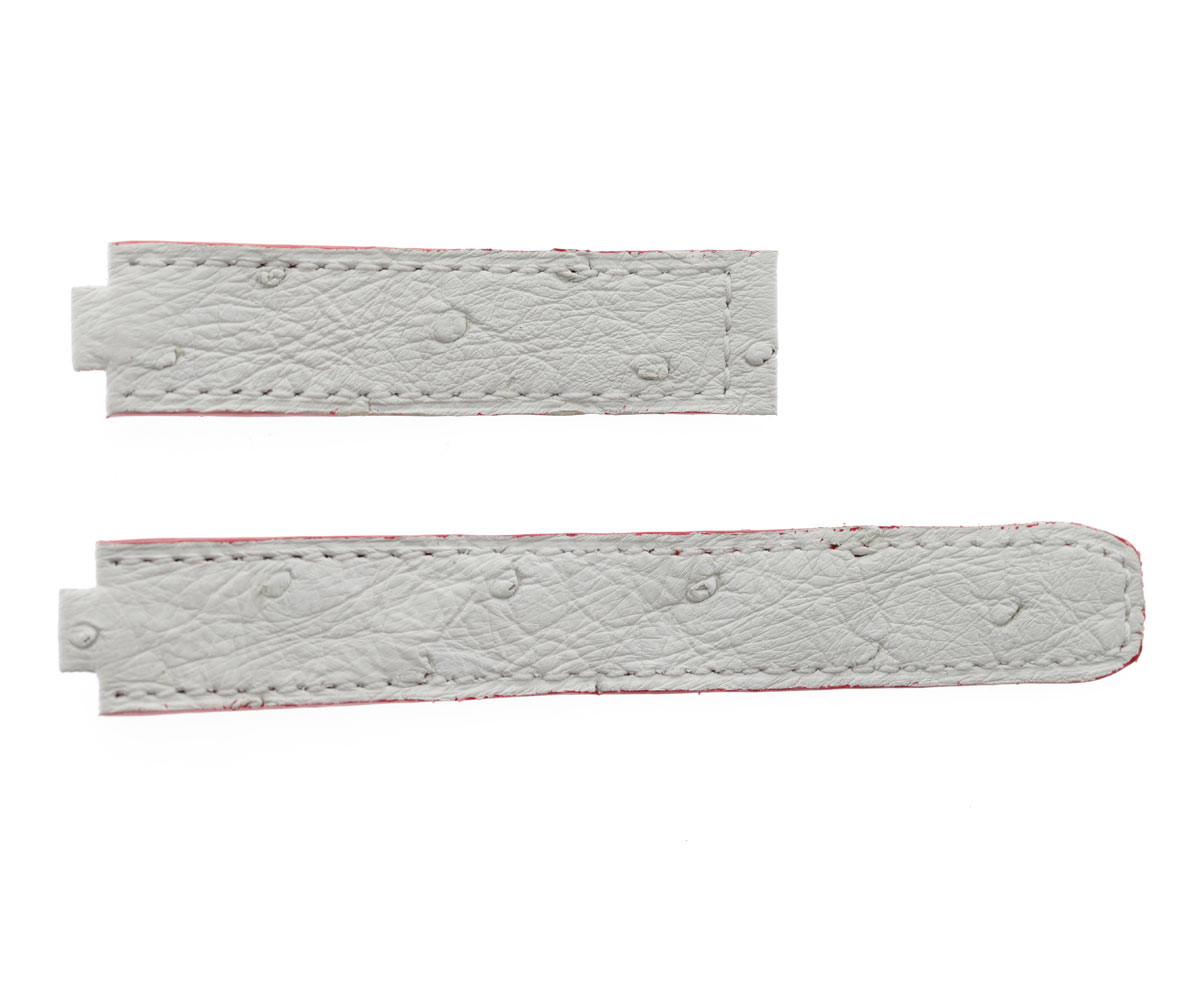 Bespoke Cartier 21 Chronoscaph style watch strap in White Exotic Ostrich leather