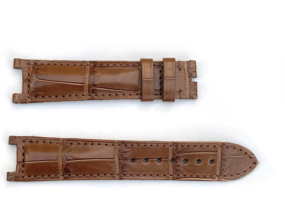 Mocca Brown Matte Alligator leather strap 20mm for Cartier Pasha 38mm case timepieces