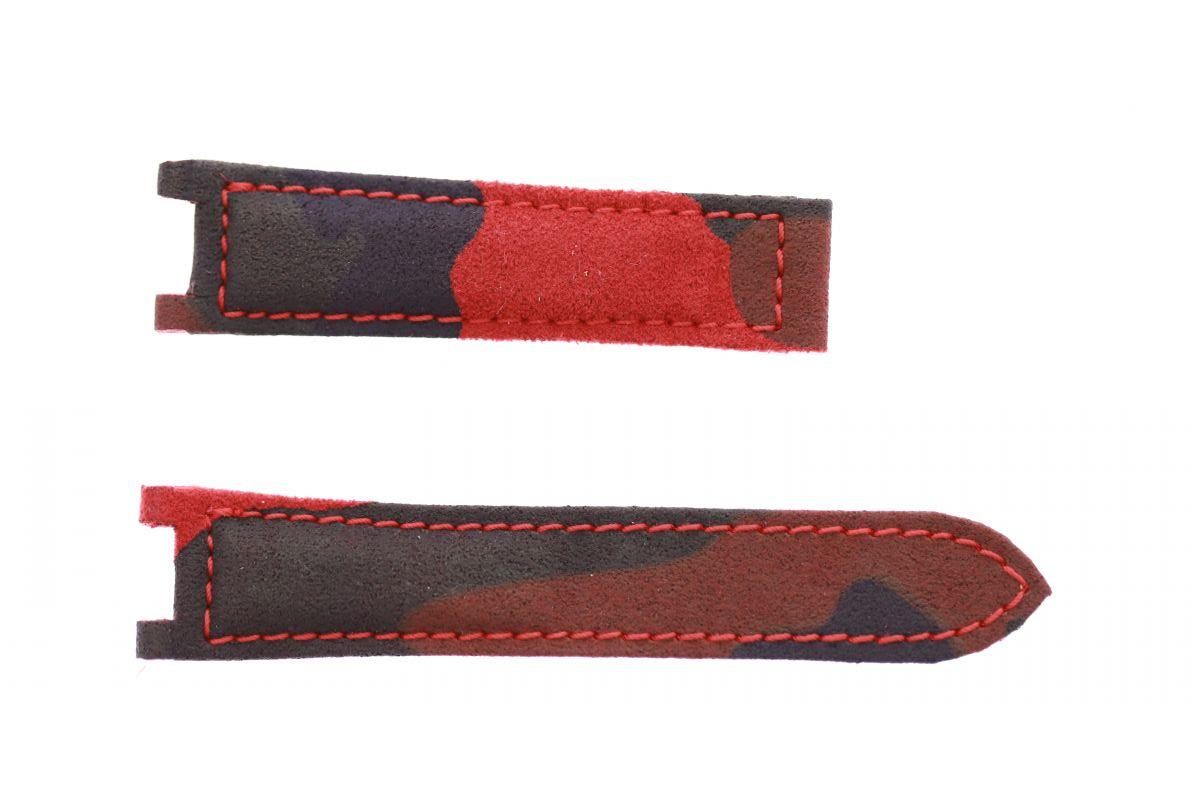 Red Flame Acapulco Camouflage Alcantara strap 18mm for Cartier Pasha 35mm case. Small wrist