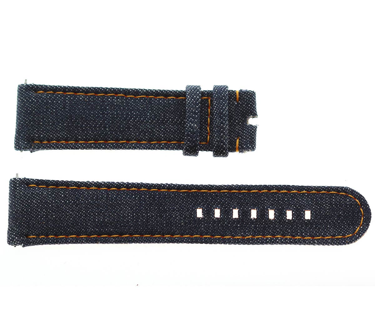 Japanese Denim Watch strap 22mm / Orange Stitching / Quick Release. Large size