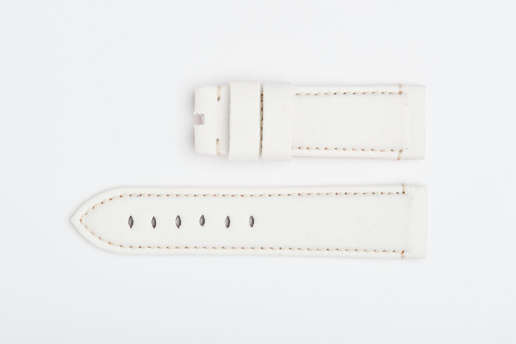 Supporo White Japanese Denim strap Panerai style / Ecru-Beige Stitching