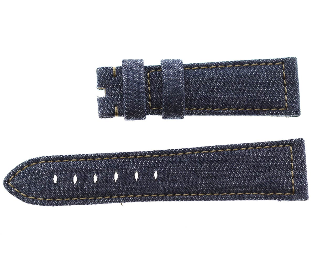 Hokkaido Japanese Denim Panerai, Breitling, Bremont, Blancpain style strap / Beige stitching