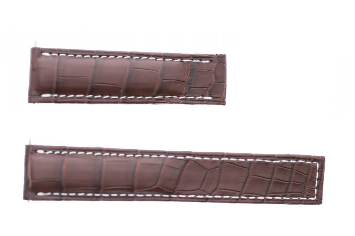 Brown Alligator leather strap 22mm Breitling Avenger deployment buckle style