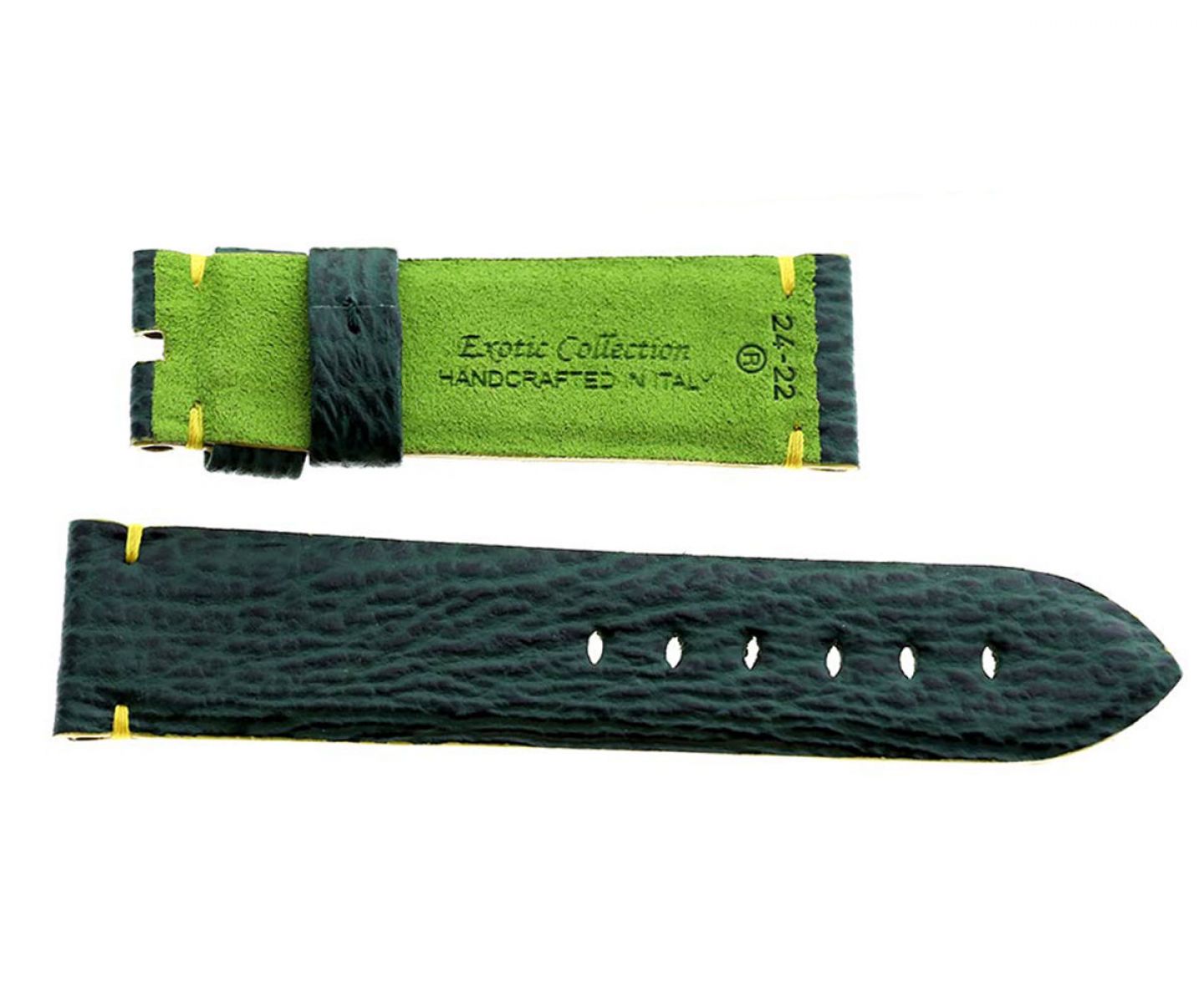 Panerai style strap in Emerald Green Shark leather