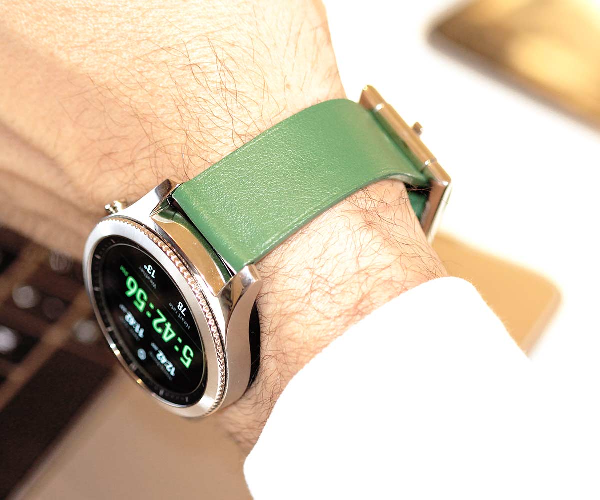 Smart Racer watch band 22 mm in Green Calf Leather