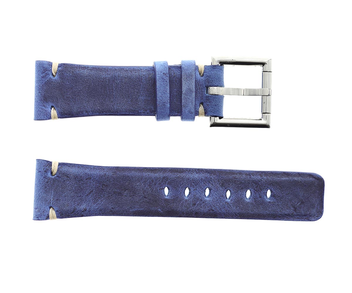 Ocean Blue Kudu Vintage Leather Strap 24mm with Fixed Buckle