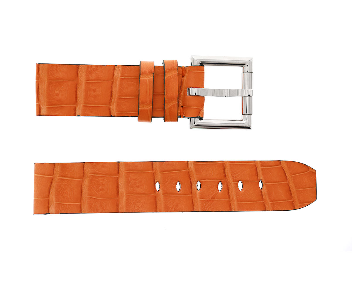 Orange Exotic Latirostris Caiman Leather strap 24mm, 22mm, 20mm with Fixed Buckle