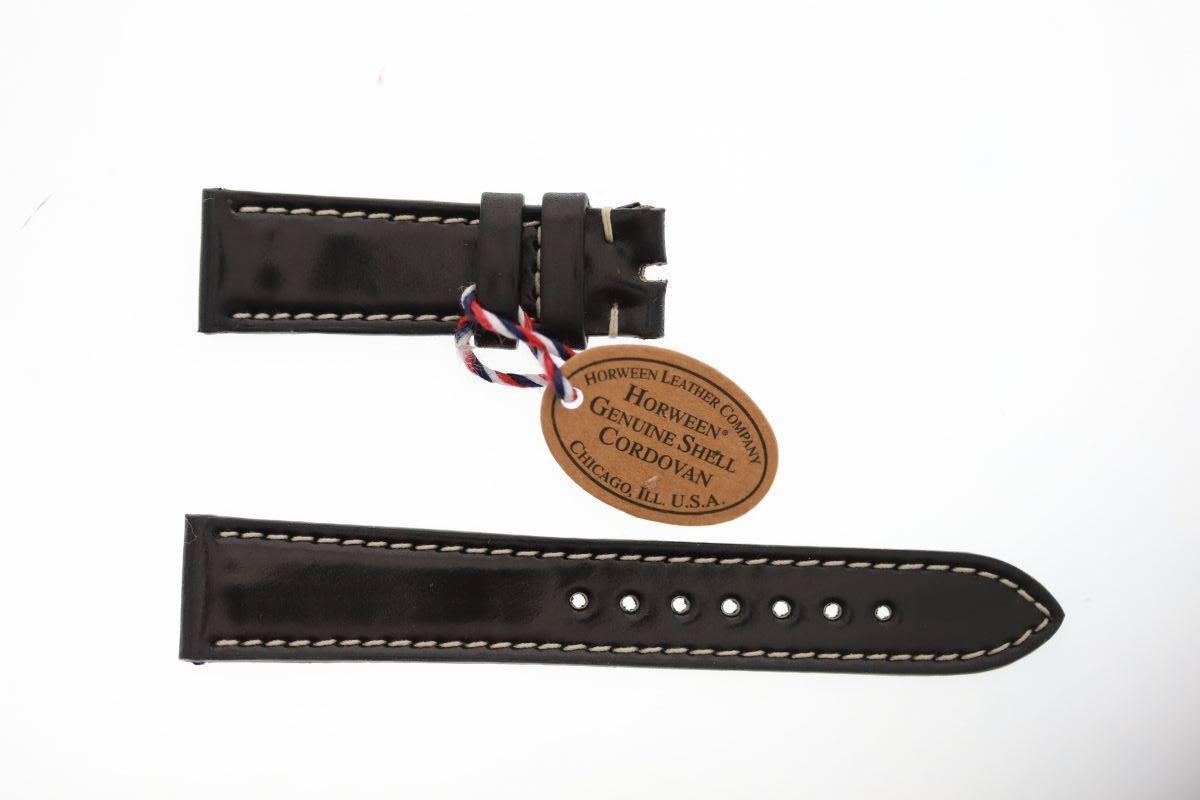 Black Shell Cordovan (Horween) leather strap 17mm Omega Vintage style