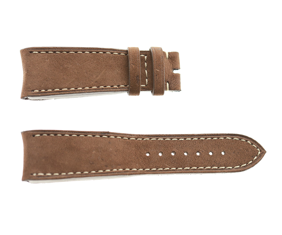 Custom strap 24mm in Cigar Brown Kudu Antelope leather. Thickness 5mm. Curved lugs