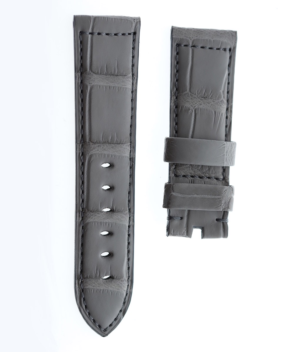 Silver Grey Alligator leather strap PANERAI style